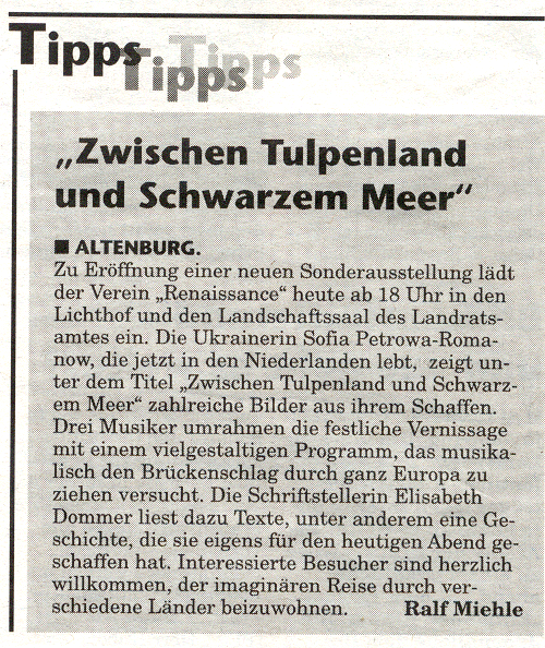 Het artikel in Osterlander Rundschau 10 April 2002